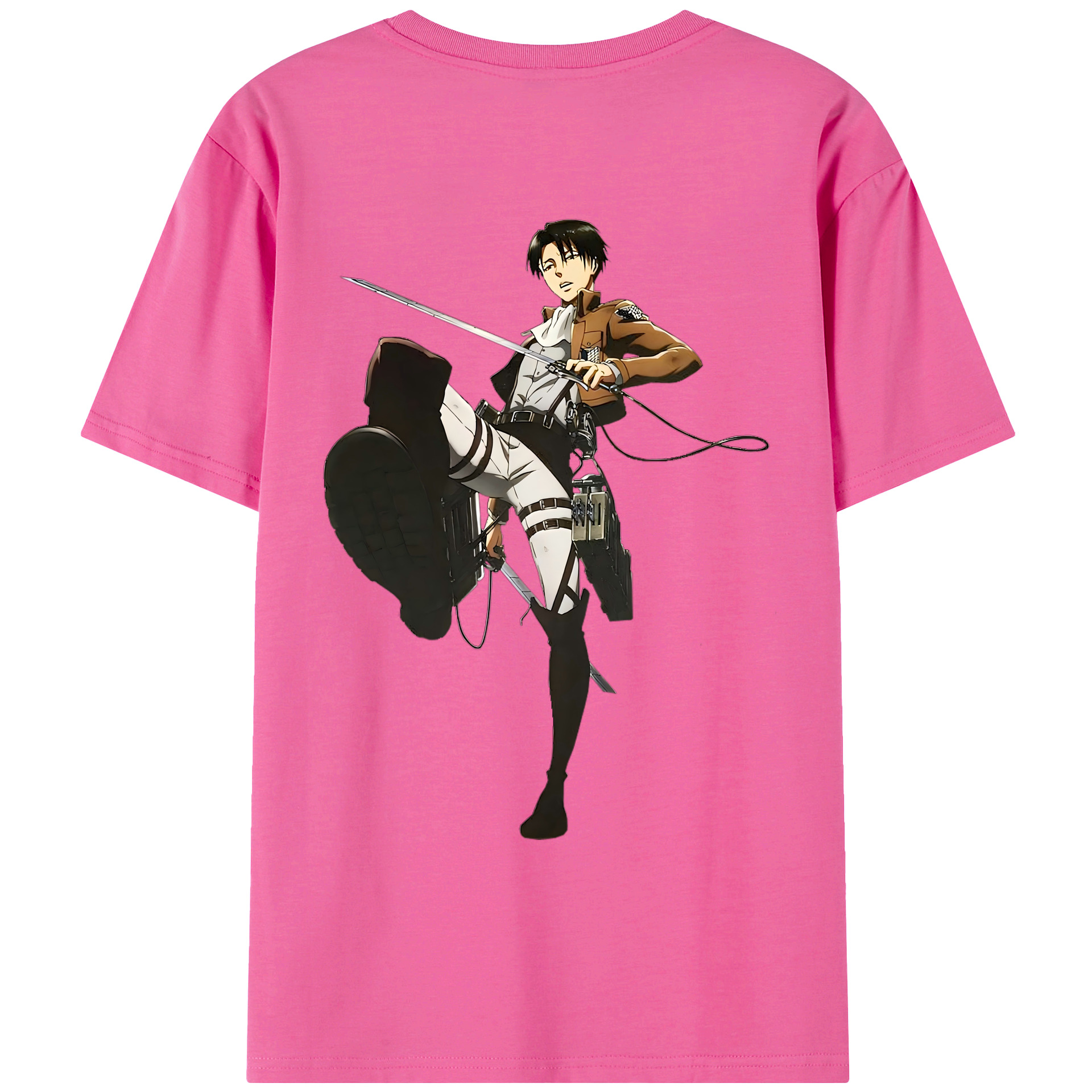 （画像用） 進撃の巨人 リヴァイ·アッカーマン Attack on Titan Levi Ackerman レディース半袖Tシャツ(バックプリント)
